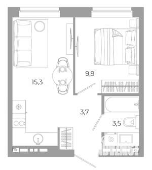 1-к квартира, вторичка, 32м2, 5/12 этаж