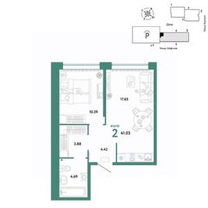 2-к квартира, вторичка, 41м2, 12/24 этаж