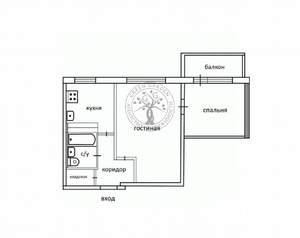 2-к квартира, вторичка, 37м2, 1/9 этаж
