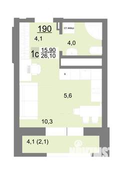 Студия квартира, вторичка, 26м2, 23/26 этаж