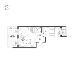 2-к квартира, строящийся дом, 64м2, 3/25 этаж