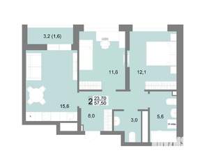 2-к квартира, строящийся дом, 58м2, 25/25 этаж
