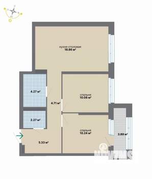 2-к квартира, вторичка, 60м2, 8/9 этаж