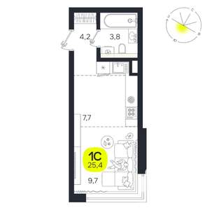 Студия квартира, вторичка, 25м2, 2/27 этаж