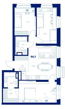 3-к квартира, вторичка, 84м2, 10/32 этаж