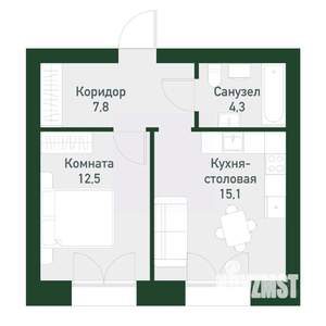 1-к квартира, вторичка, 41м2, 2/4 этаж