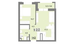 1-к квартира, вторичка, 39м2, 17/26 этаж