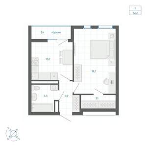 1-к квартира, вторичка, 42м2, 29/32 этаж