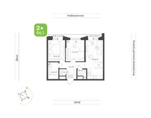 2-к квартира, вторичка, 56м2, 19/24 этаж