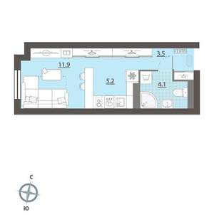 Студия квартира, вторичка, 25м2, 27/32 этаж