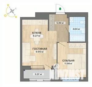 1-к квартира, вторичка, 44м2, 12/15 этаж