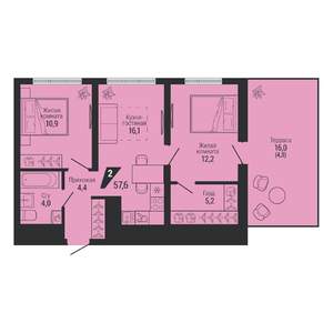 2-к квартира, вторичка, 58м2, 31/31 этаж