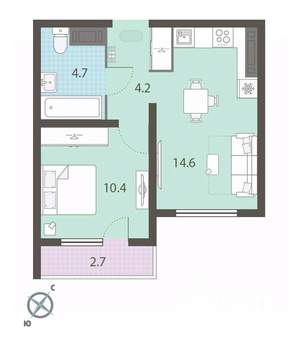 1-к квартира, вторичка, 35м2, 25/25 этаж