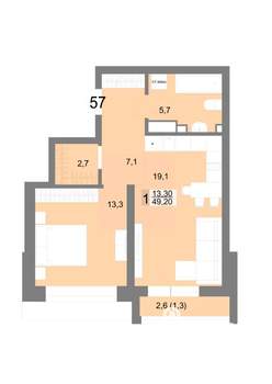 1-к квартира, вторичка, 49м2, 10/25 этаж