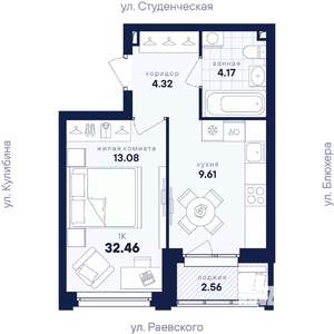 1-к квартира, вторичка, 32м2, 3/25 этаж