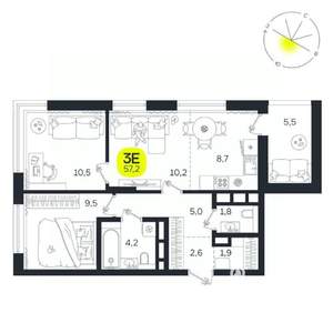 3-к квартира, вторичка, 57м2, 22/27 этаж