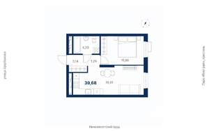 1-к квартира, вторичка, 40м2, 21/25 этаж