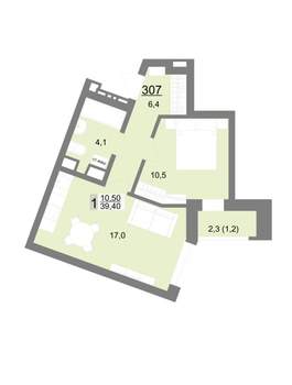 1-к квартира, вторичка, 39м2, 12/18 этаж