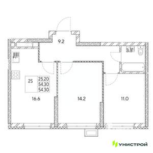 2-к квартира, вторичка, 54м2, 23/31 этаж