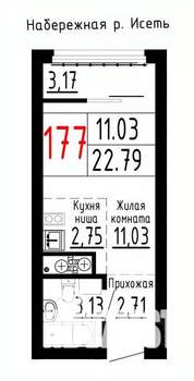 Студия квартира, строящийся дом, 23м2, 4/25 этаж