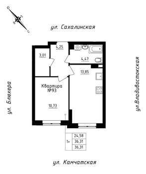 1-к квартира, строящийся дом, 36м2, 9/25 этаж