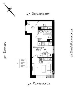 Студия квартира, вторичка, 30м2, 5/25 этаж