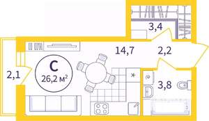 Студия квартира, вторичка, 25м2, 5/8 этаж