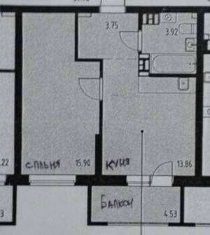 1-к квартира, вторичка, 37м2, 19/25 этаж