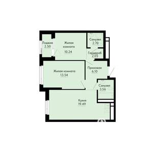 2-к квартира, вторичка, 59м2, 30/31 этаж