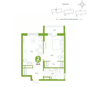 1-к квартира, вторичка, 48м2, 8/16 этаж