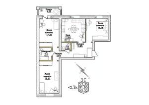 3-к квартира, строящийся дом, 95м2, 4/4 этаж