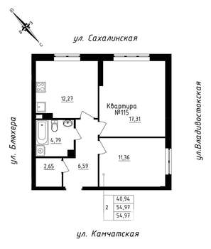 2-к квартира, строящийся дом, 55м2, 10/25 этаж