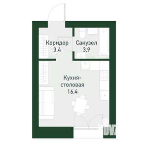 Студия квартира, вторичка, 24м2, 1/4 этаж