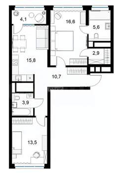 2-к квартира, вторичка, 73м2, 21/21 этаж