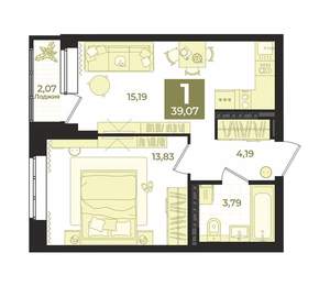 1-к квартира, вторичка, 39м2, 9/23 этаж
