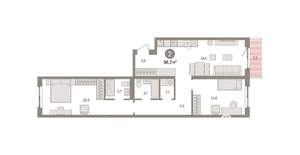 2-к квартира, вторичка, 86м2, 4/15 этаж