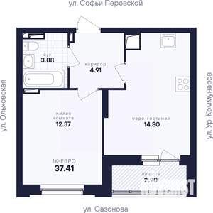 1-к квартира, вторичка, 37м2, 15/17 этаж