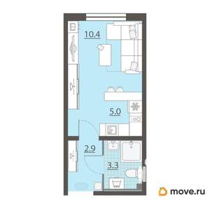 Студия квартира, вторичка, 22м2, 2/8 этаж