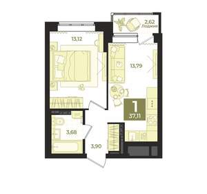 1-к квартира, вторичка, 37м2, 7/23 этаж