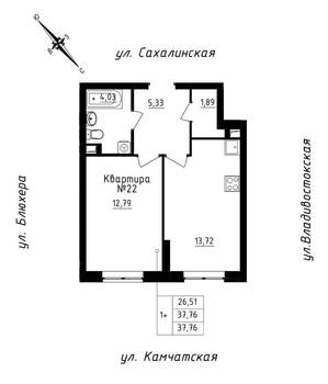 1-к квартира, строящийся дом, 38м2, 2/25 этаж