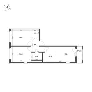 2-к квартира, вторичка, 72м2, 13/15 этаж
