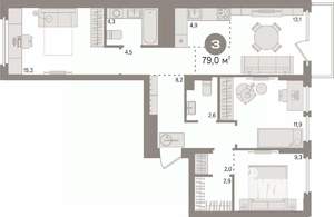 3-к квартира, вторичка, 79м2, 3/9 этаж