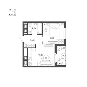 1-к квартира, вторичка, 37м2, 15/24 этаж