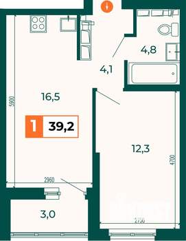 1-к квартира, вторичка, 39м2, 23/25 этаж
