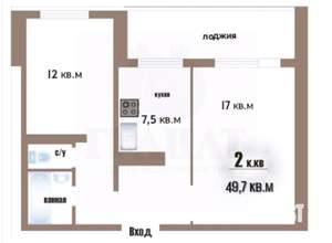 2-к квартира, вторичка, 50м2, 4/9 этаж