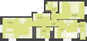 2-к квартира, вторичка, 62м2, 14/16 этаж