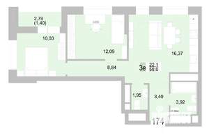2-к квартира, вторичка, 60м2, 19/24 этаж
