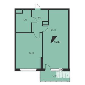 1-к квартира, вторичка, 46м2, 25/25 этаж