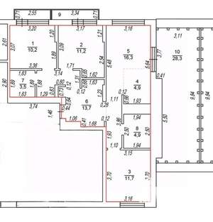 3-к квартира, сданный дом, 76м2, 9/9 этаж