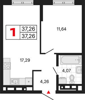 1-к квартира, вторичка, 37м2, 14/31 этаж